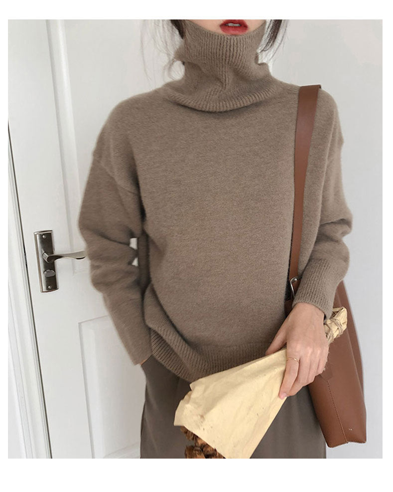 Turtleneck Pullover Lazy Style Padded Sweater