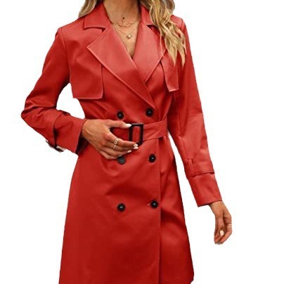 Trench-coat décontracté à double boutonnage pour femmes européennes et américaines d'automne