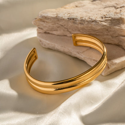 18k Gold Fashion Simple Double Opening Design Versatile Bracelet