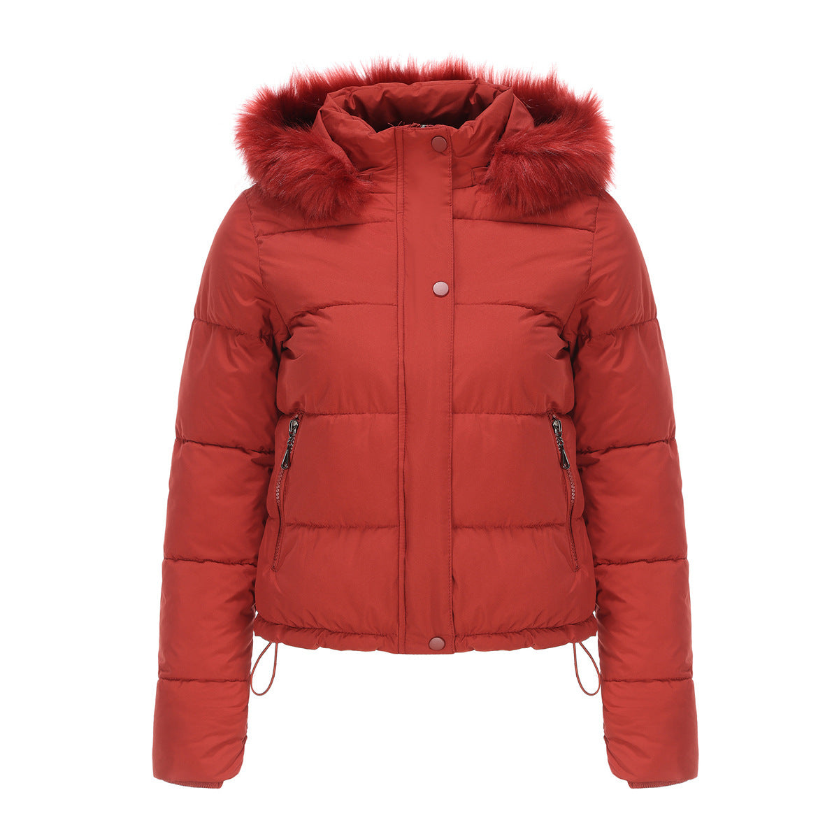 Manteau chaud en coton à manches longues pour femme, chapeau détachable en velours court, automne et hiver