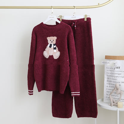 Pull à col rond pour femme, tenue de maison