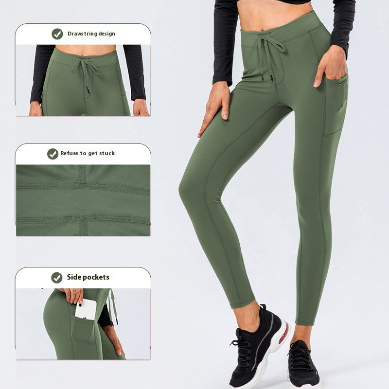 Pantalon de yoga à cordon de serrage brossé double face pour femme