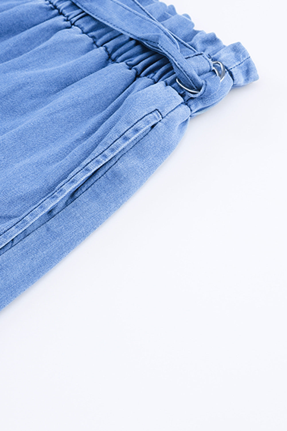 Sky Blue High Waist Pocketed Wide Leg Tencel Jeans