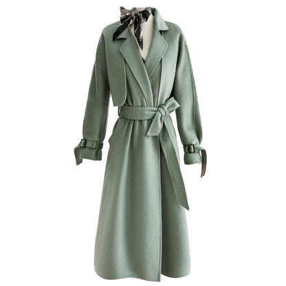 Double-sided Cashmere Coat Suit Women's Medium Length Lace-up