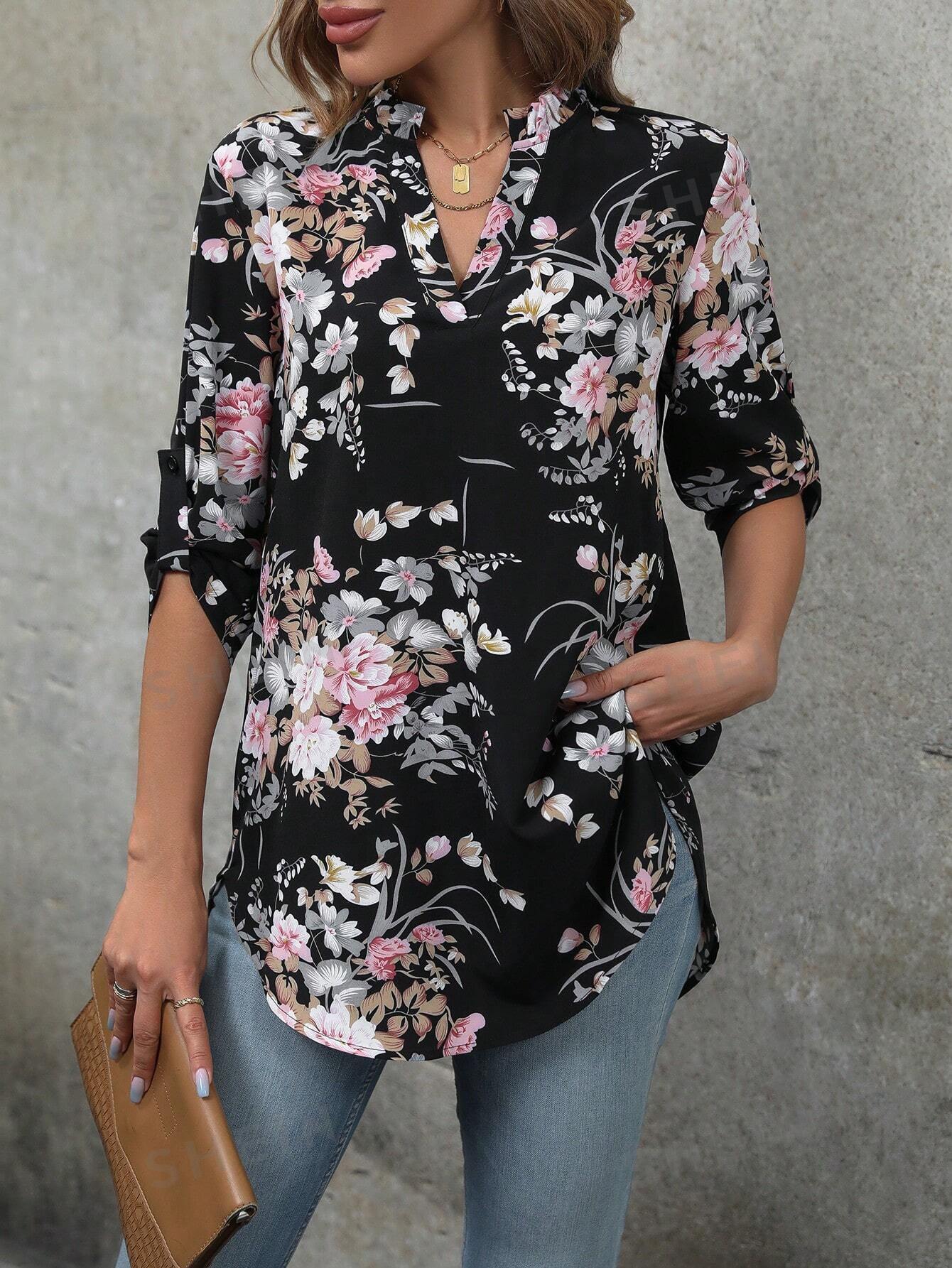 Autumn New Printed Cropped Sleeve Pullover Shirt