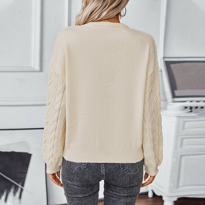 Pull ample à manches longues pour femme style rétro