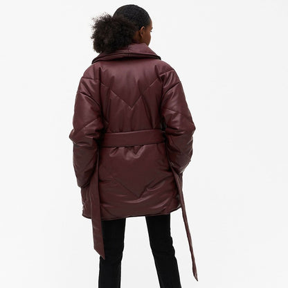 Parkas d'hiver pour femmes, manteaux en cuir amples, vestes pour dames