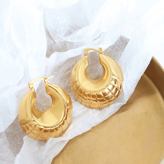 Klassische, modische, vielseitige Ohrringe aus 18-karätigem Gold mit rundem Fadendesign