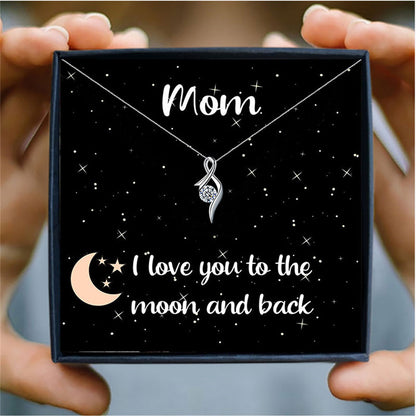 Delicate Cupid's Arrow Diamond Gift Box Necklace for Mom