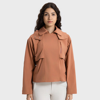 Trench court coupe-vent, imperméable et respirant pour femme détachable