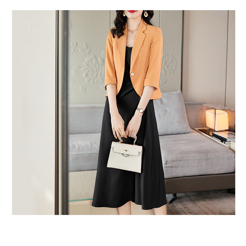 Women's Casual Solid Color Blazer Dress Set