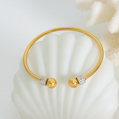 Exquisite and noble 18K gold diamond-set and round bead design versatile bracelet