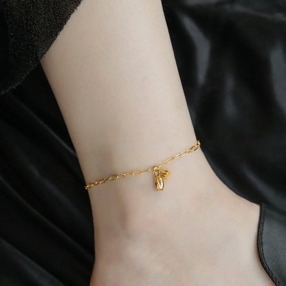 18K gold exquisite and noble lotus design light luxury style anklet