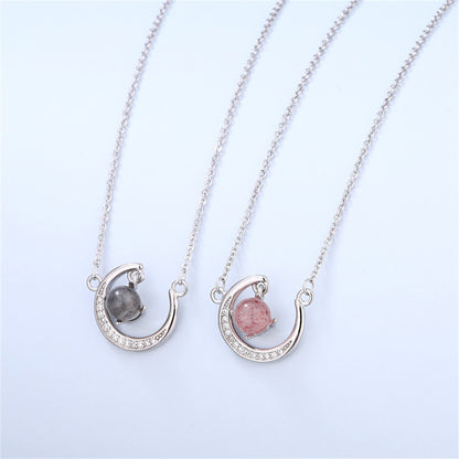 Collier pendentif en forme de diamant de lune, magnifique et à la mode, boîte-cadeau, pour chère maman