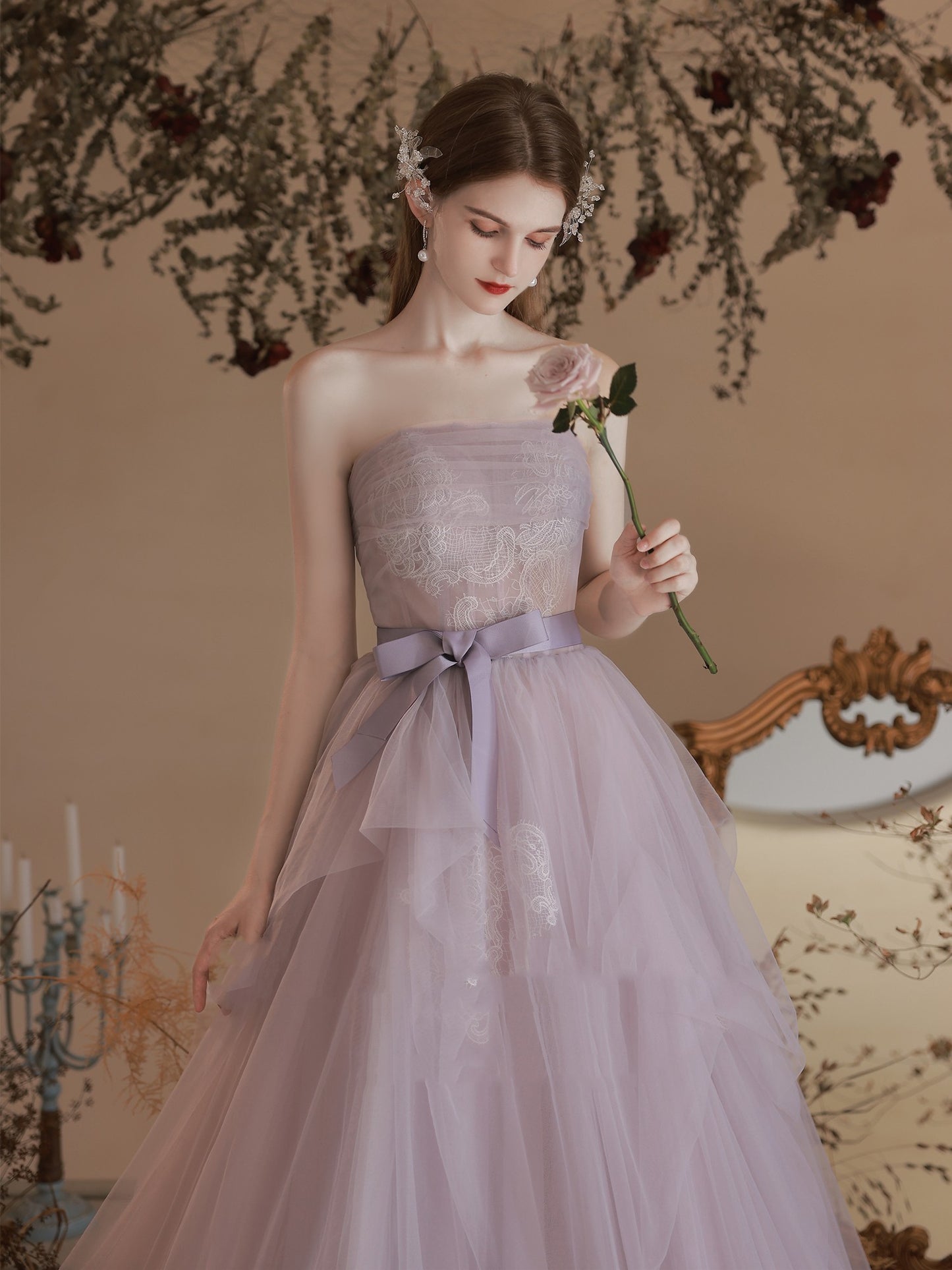 Dîner de fête violet robe bustier tubulaire robe de mariée