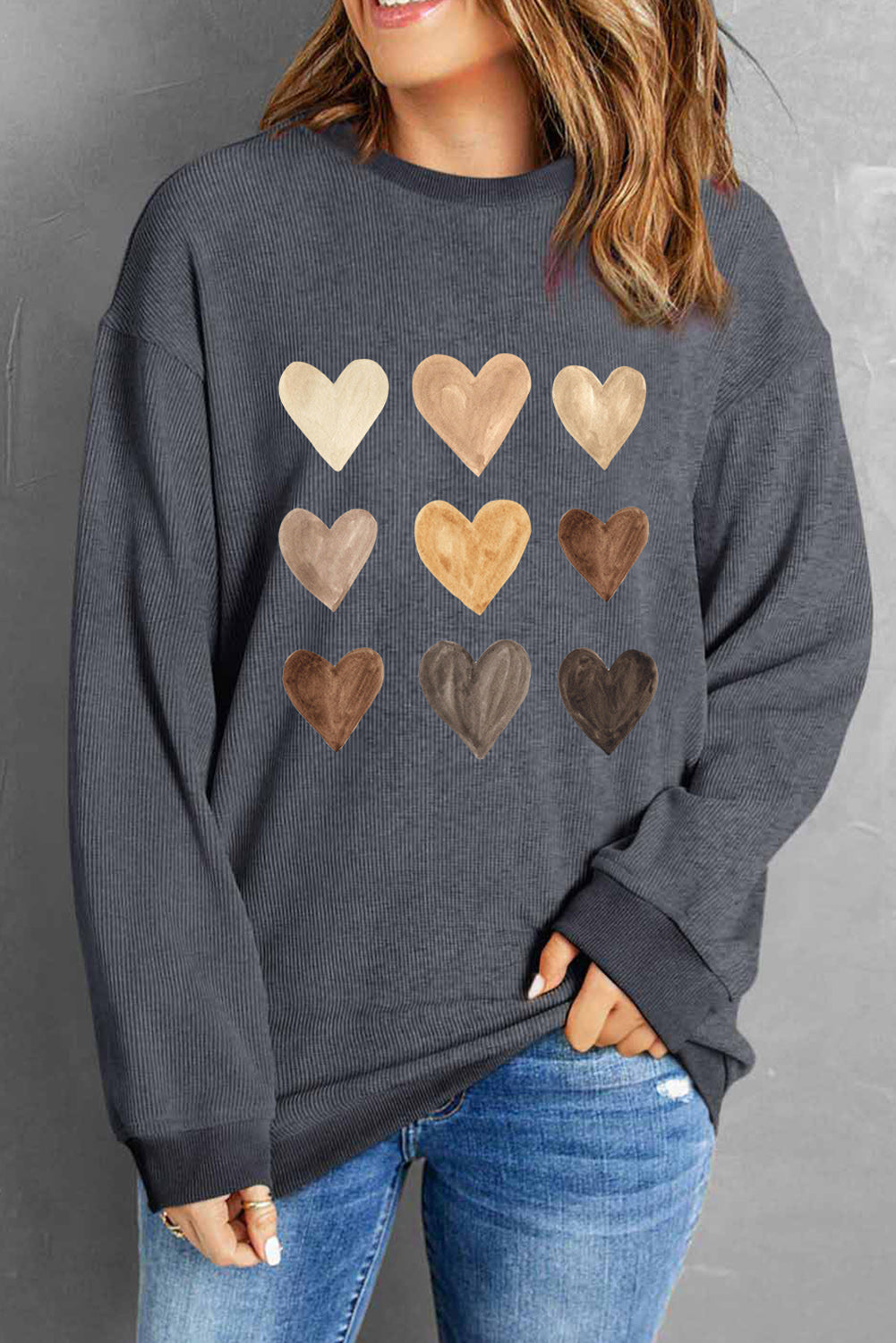 Sweat-shirt gris à cordon en forme de cœur pour la Saint-Valentin