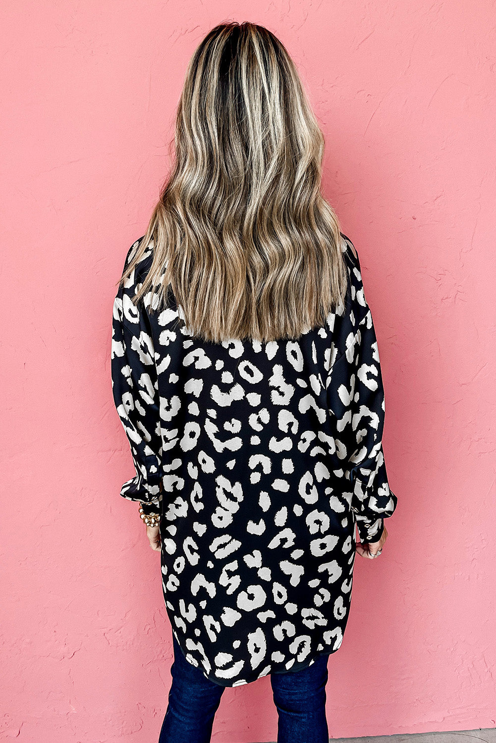 Black Leopard Print Tunic Shirt