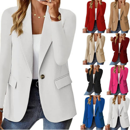 Women's Fashion Long Sleeve Solid Color Cardigan Blazer