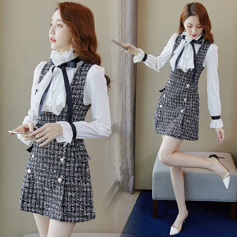 Women's Two-piece Shoulder Strap Dress Set