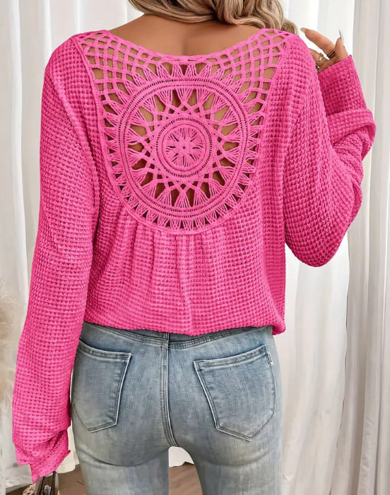 Women's V-neck Solid Color Fashion Knitted Blouse