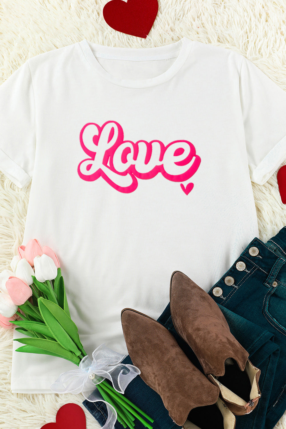 White Valentines Day Love Letter Graphic T-shirt