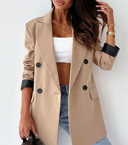 Women's Clothing Plain Casual Loose Beige Blazer