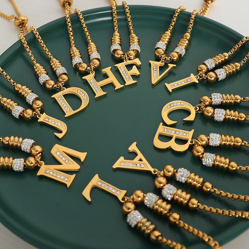 Bracelet polyvalent classique et à la mode en or 18 carats avec 26 lettres