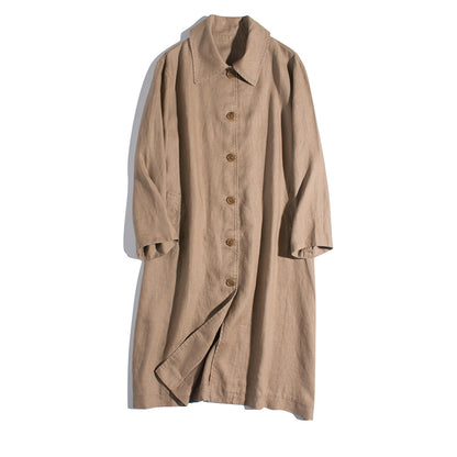 Women's Cotton And Linen Art Loose Lapels Trench Coat