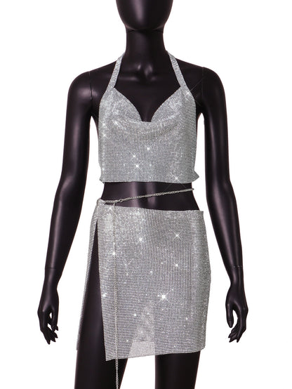 Sexy Light Diamond Rhinestone Nightclub Skirt