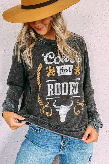 Gray Coors Banquet RODEO Graphic Mineral Washed Sweatshirt