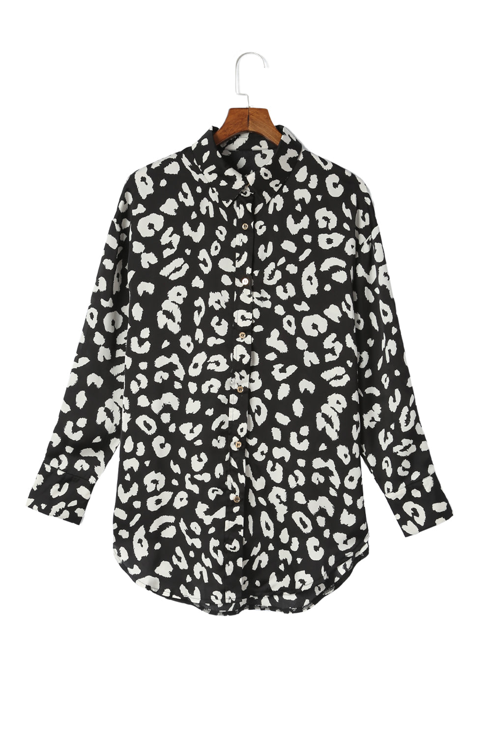 Black Leopard Print Tunic Shirt