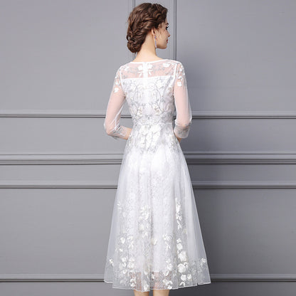 Women's Embroidered Beaded Long Dress