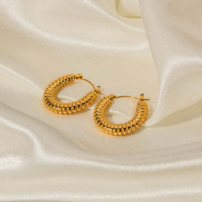 18K Gold Trendy Personalized Bread Pattern Design Earrings