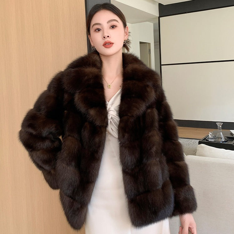 Artificial Fur Purple Sable Thick Warm Jacket