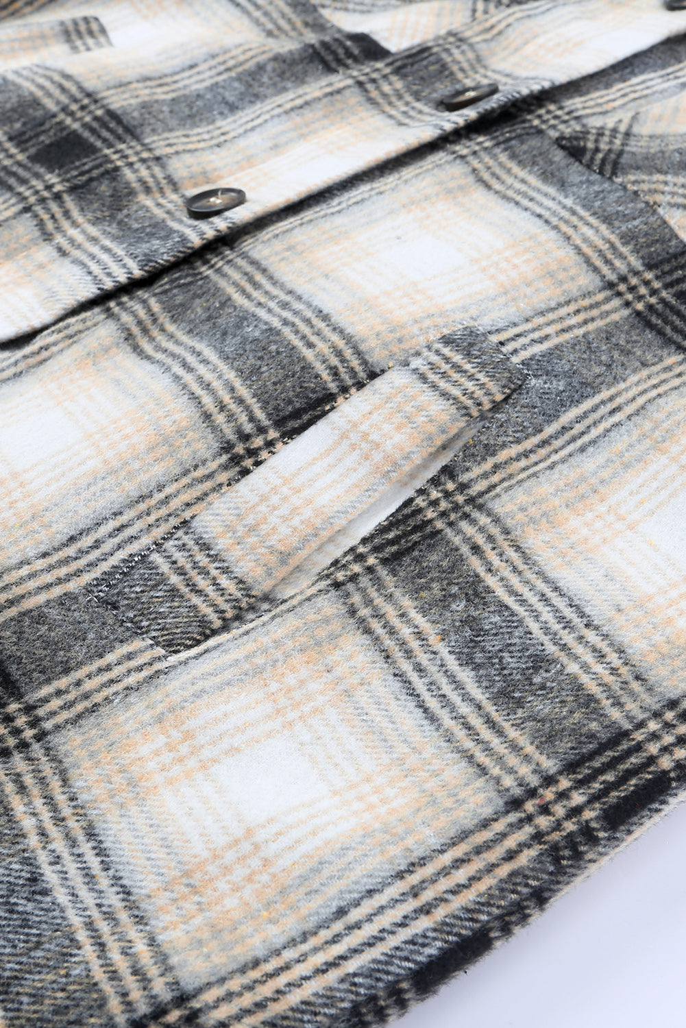 Black Vintage Plaid Fleece Lining Jacket