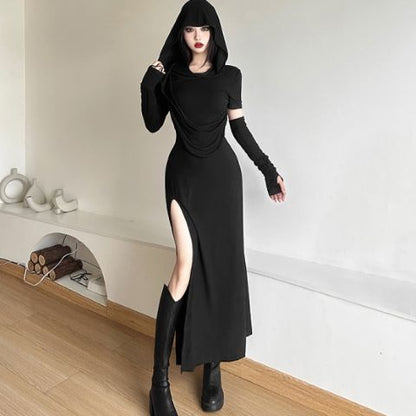 Halloween High Waist Sheath Dress Dark Witch Party Costume