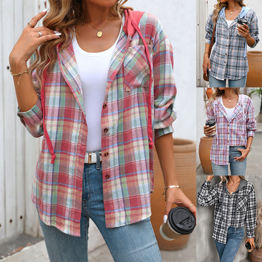 Chemise ample à carreaux décontractée pour femme