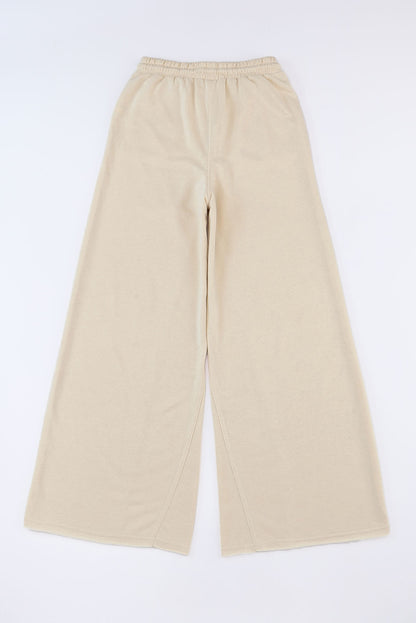 Pantalon large rétro gris délavé à cordon de serrage