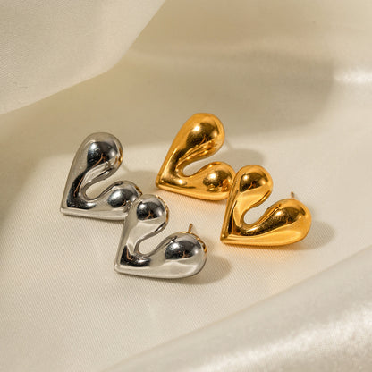 18K Gold Fashion Personality Liquid Heart Earrings