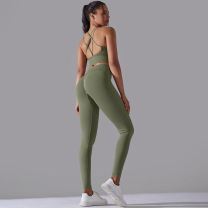 Seamless Knitted Tight High Waist Yoga Clothes Suit