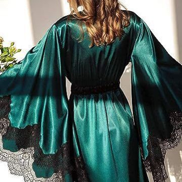 Robe de mariée longue pour femmes, sous-vêtements extensibles, peignoir