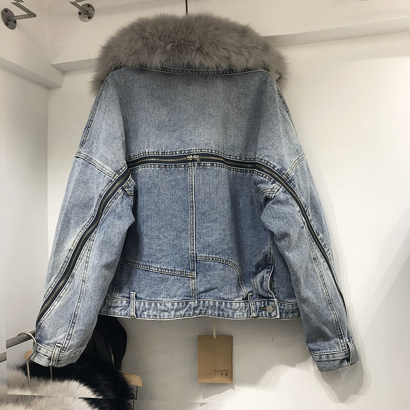 Manteau ample en denim intérieur pour femme