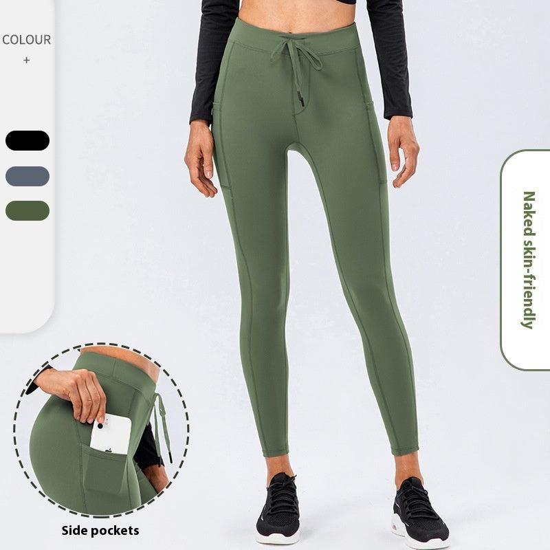 Pantalon de yoga à cordon de serrage brossé double face pour femme