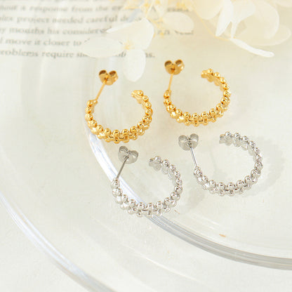 Boucles d'oreilles polyvalentes en forme de C, en or 18 carats, tendance