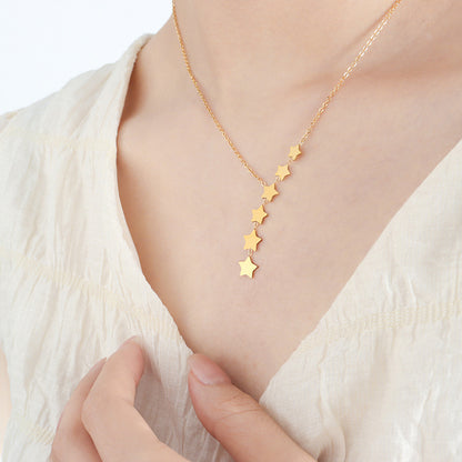 18K gold light luxury noble star with tassel design versatile necklace