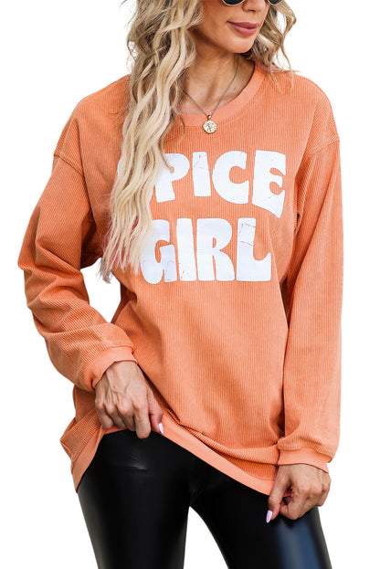 Orangefarbenes, schnurgebundenes SPICY GIRL Grafik-Sweatshirt