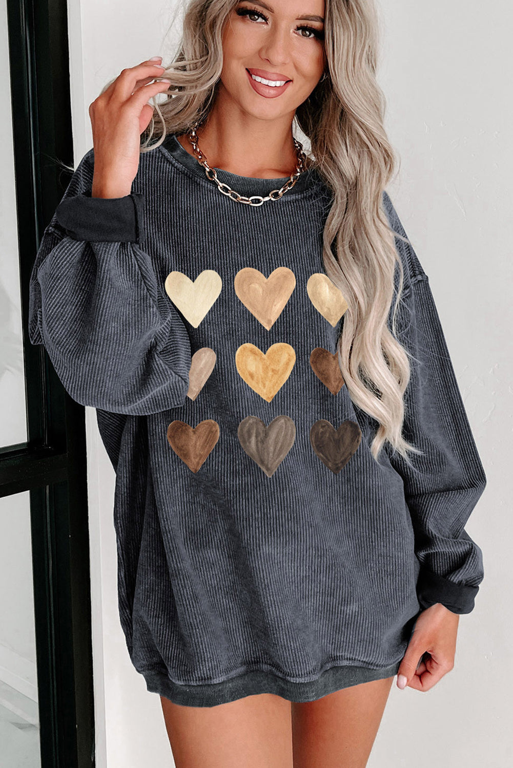 Sweat-shirt gris à cordon en forme de cœur pour la Saint-Valentin