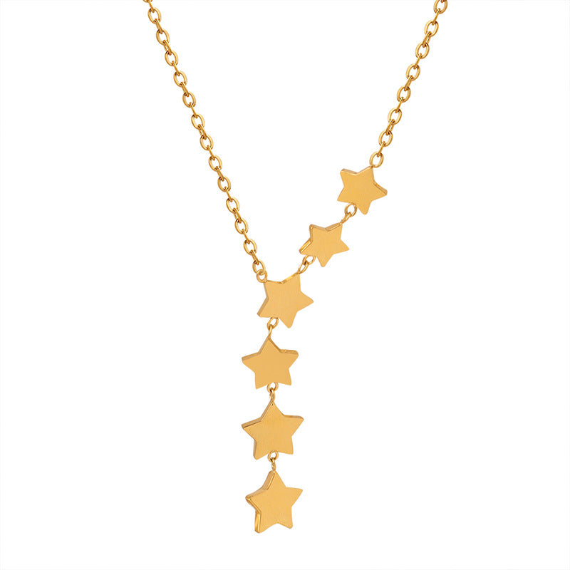 18K gold light luxury noble star with tassel design versatile necklace