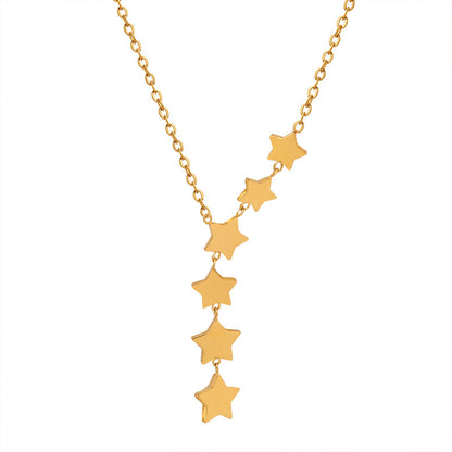 18K gold light luxury noble star with tassel design versatile necklace