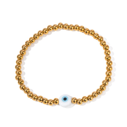 18k gold trendy personalized devil's eye bracelet with beaded design